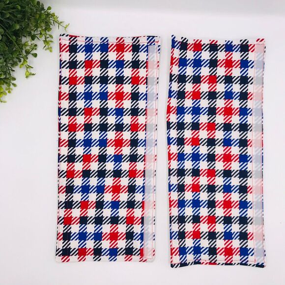 Set of 2 Refrigerator Handle Covers, Reversible, Patriotic Blocks 14x5 - Picture 2 of 3